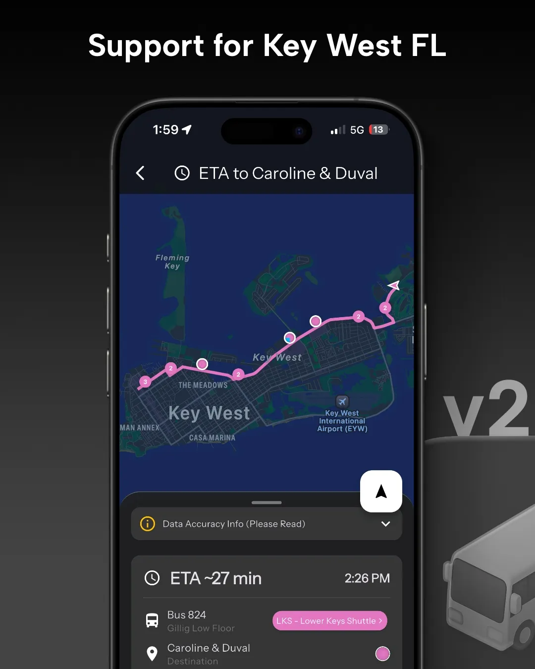 Key West Transit Bus Tracker in Destination Transit App