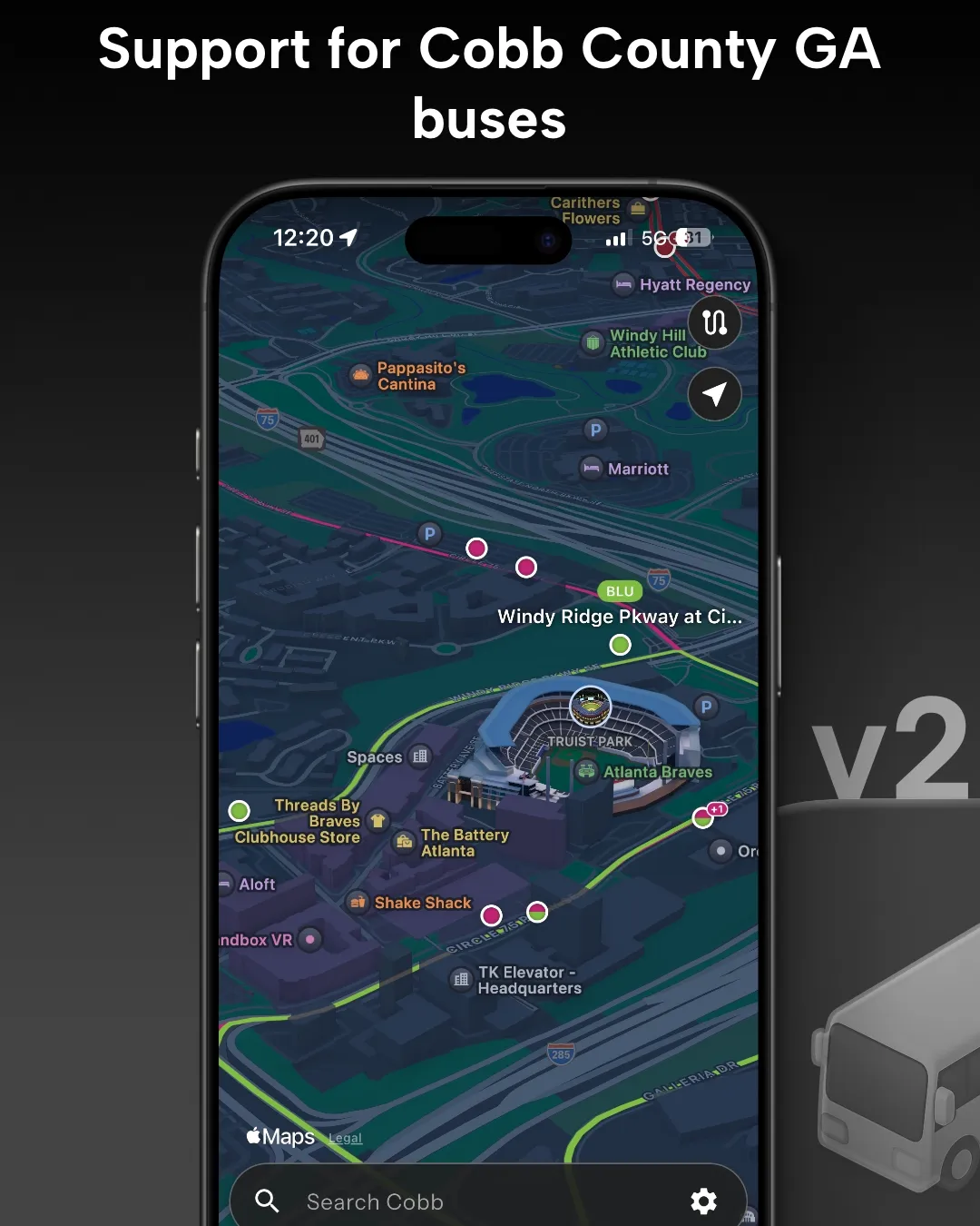 CobbLinc Bus Tracker in Destination Transit App
