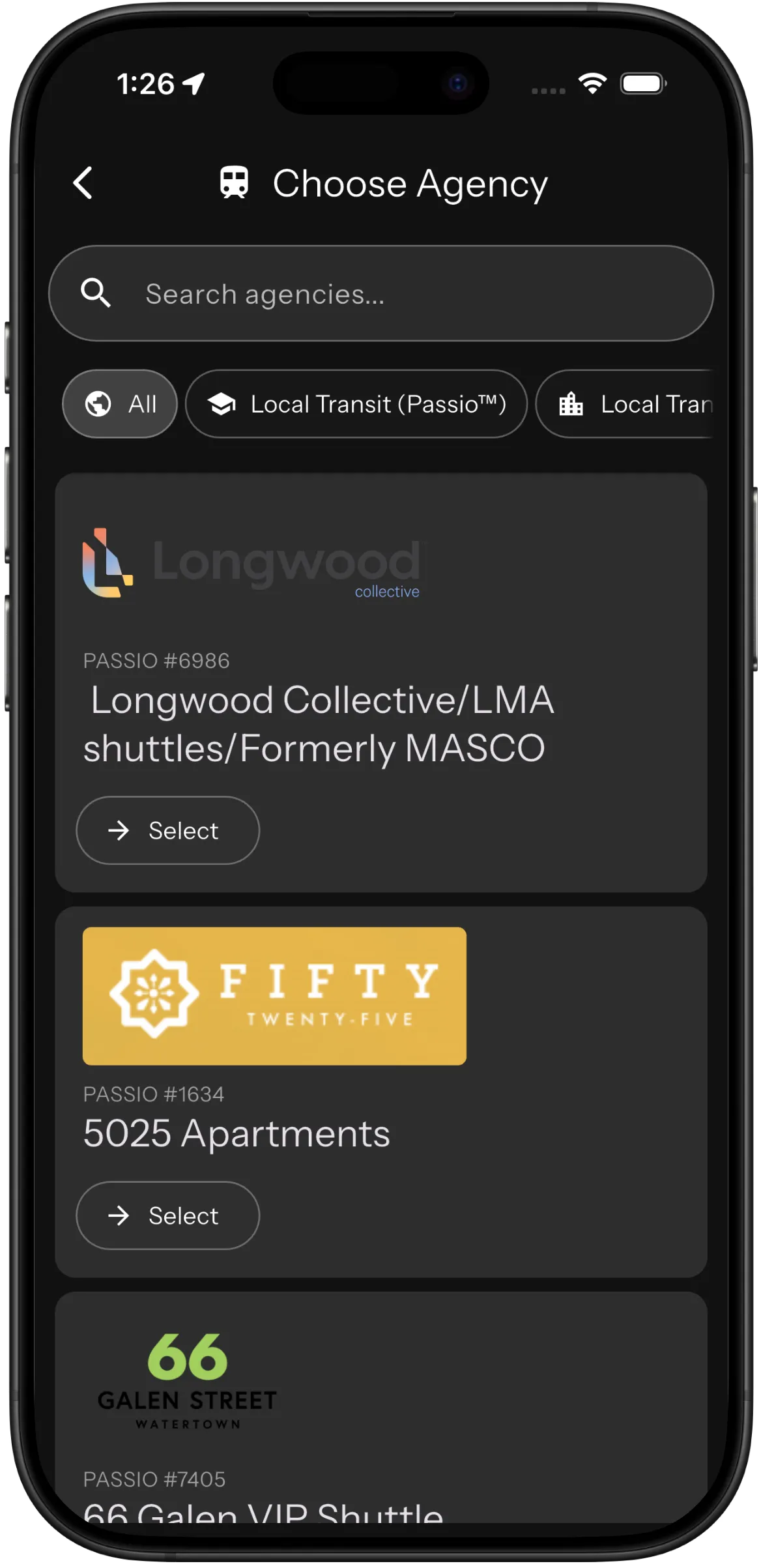 Destination Transit app displaying map of 800+ supported transit systems